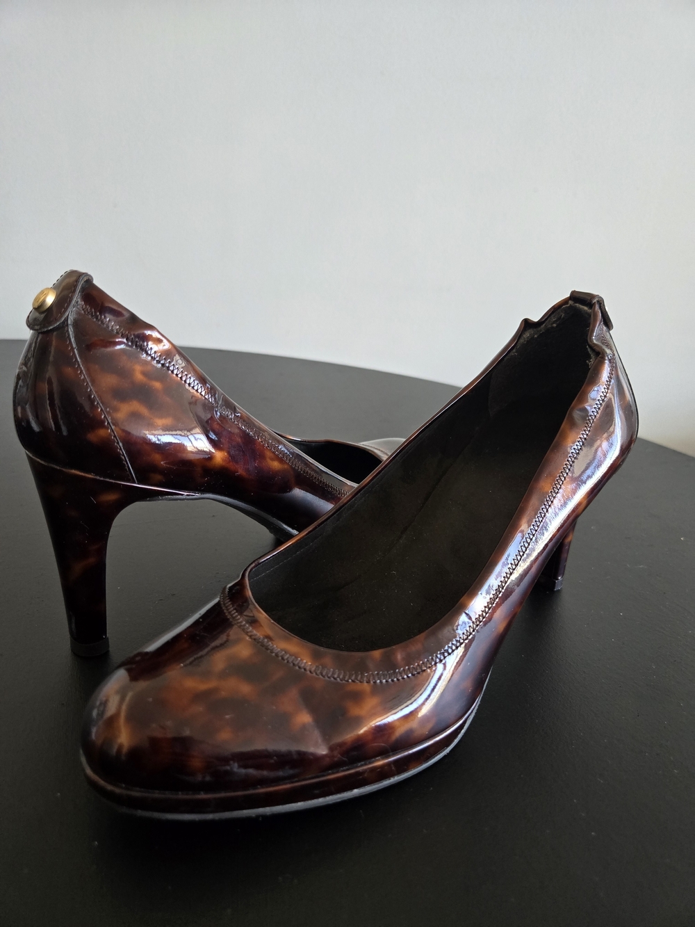 Stuart Weitzman Tortoiseshell Patent Leather Pumps - Brown